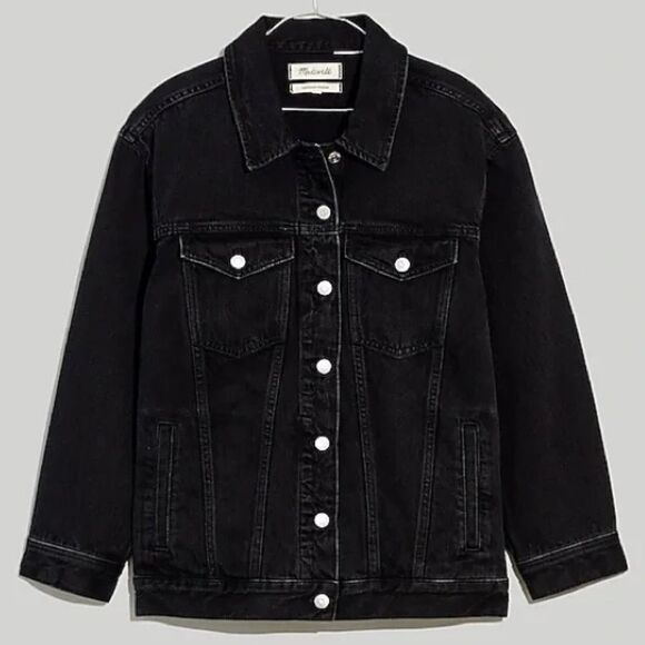 Madewell The Oversized Trucker Jean Jacket in Washed Black XXS - Picture 9 of 17